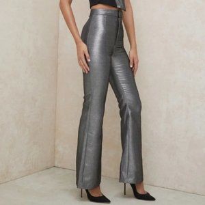 House of CB Jas Silver Kick Flare Trouser